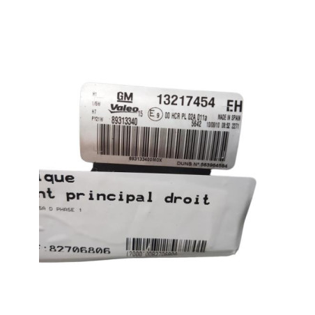 Optique avant principal droit (feux)(phare) OPEL CORSA D